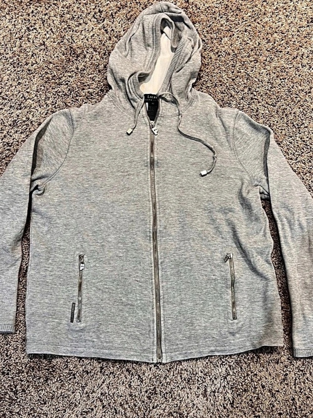 Ralph Lauren Gray Cotton Zip Hoodie Size Medium